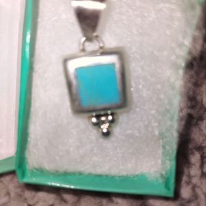 Beautiful Sterling Silver Turquoise Pendant with Chain